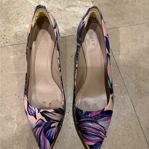 J. Crew Women's Heels with Pink and Purple Floral Design